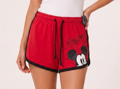 Women's Printed Cotton Shorts - Dark Red